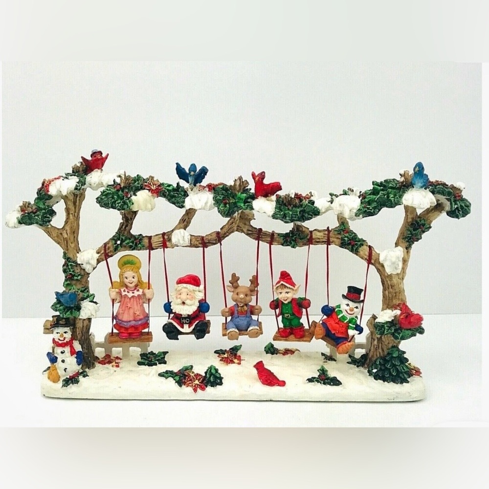 Vintage Trim A Home Hand Painted Christmas Swings Angel Santa‎ Elf
Snowman Deer